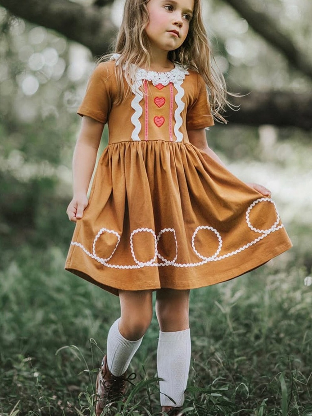 Only Little Once Gingerbread Girl Twirl Dress- Christmas Holiday- size 5